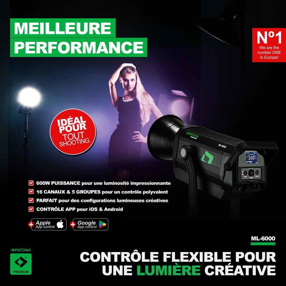 PATONA Premium LED Light ML-6000 600W COB Fotolicht und Videolicht inkl. Tragetasche PATONA Premium LED Light ML-6000 600W COB Fotolicht und Videolicht inkl. Tragetasche