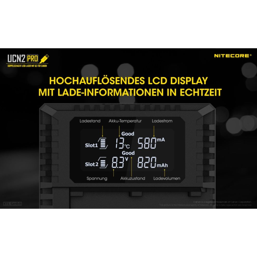 Nitecore UCN 2 PRO Ladegerät für Canon Nitecore UCN 2 PRO Ladegerät für Canon