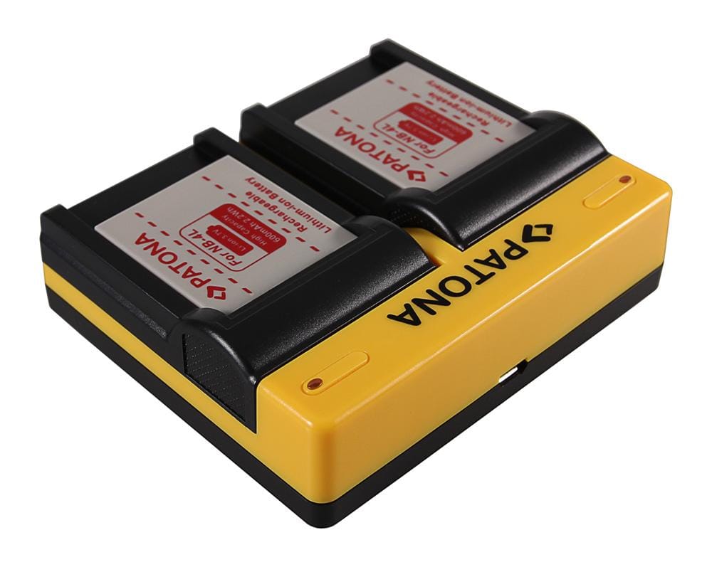 PATONA Dual Ladegerät für Canon NB-4L, Digital Ixus i zoom, i7, 800 IS, 850 IS inkl. Micro-USB Kabel