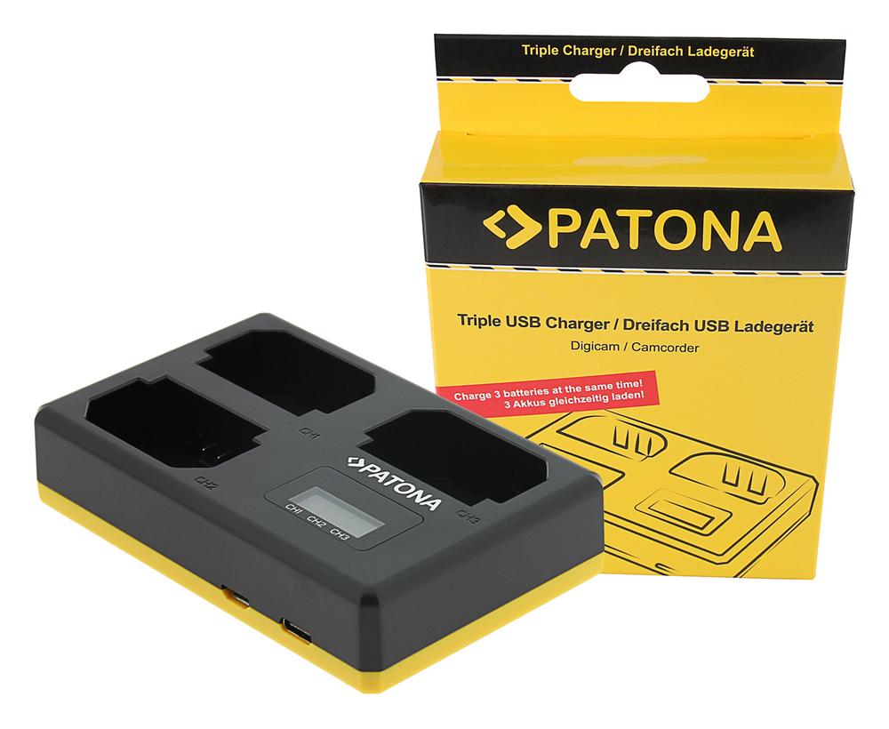 PATONA USB Triple Ladegerät für Sony NP-FZ100 A7 III A7M3 Alpha 7 III A7 R III A7RM3 Alpha 7 R III A9