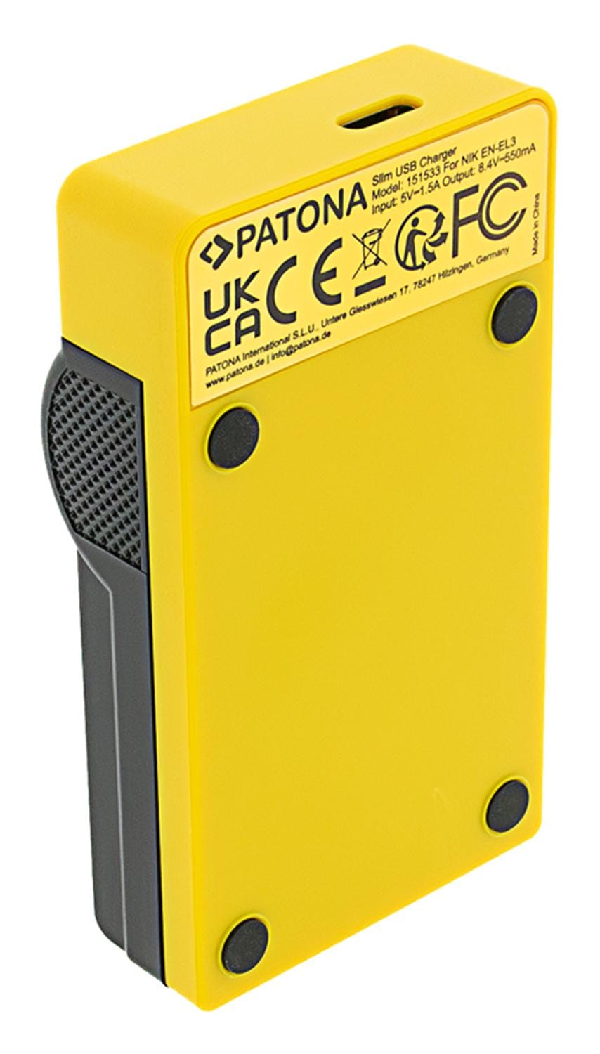 PATONA Slim USB Ladegerät mit USB‑C Input für Nikon EN‑EL3, Konica Minolta Dynax 5D und Dynax 7D