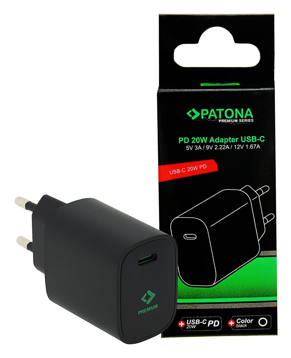 PATONA Premium PD20W Adapter 5V 3A 9V 2.22A 12V 1.67A USB-C PD3.0 QC3.0 schwarz PATONA Premium PD20W Adapter 5V 3A 9V 2.22A 12V 1.67A USB-C PD3.0 QC3.0 schwarz