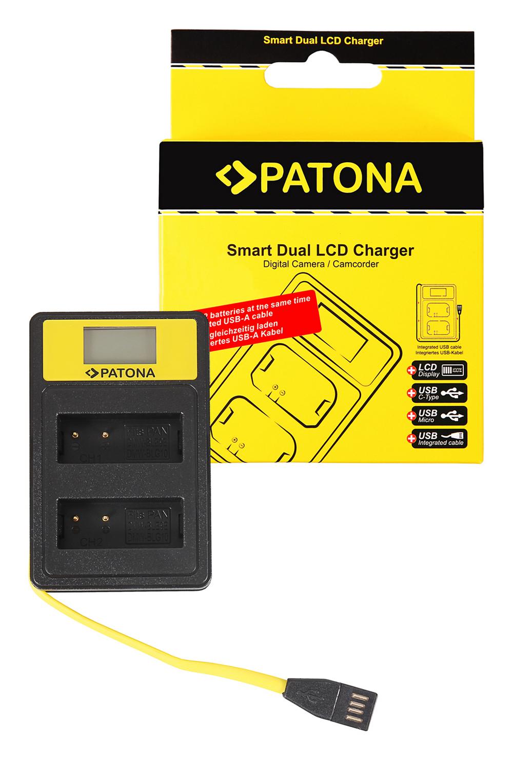 PATONA Smart Dual LCD USB Ladegerät für Panasonic DMW-BLG10 CSBLG10MC CS-BLG10MC DMWBLG10 DMW-BLG10