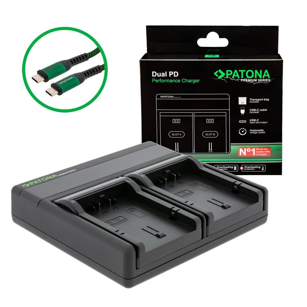 PATONA Premium Dual PD Performance Ladegerät für Panasonic CGA-S002E inkl. USB-C input/output