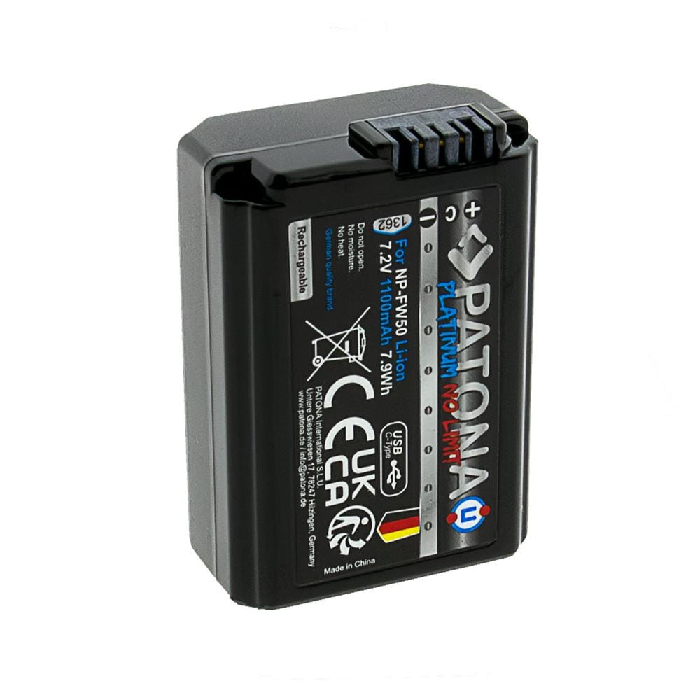 PATONA Platinum Akku mit USB-C Input für Sony NP-FW50 NEX 3 NEX 3C NEX 5 NEX 5A RX1R III DSC-RX1RM3 PATONA Platinum Akku mit USB-C Input für Sony NP-FW50 NEX 3 NEX 3C NEX 5 NEX 5A RX1R III DSC-RX1RM3