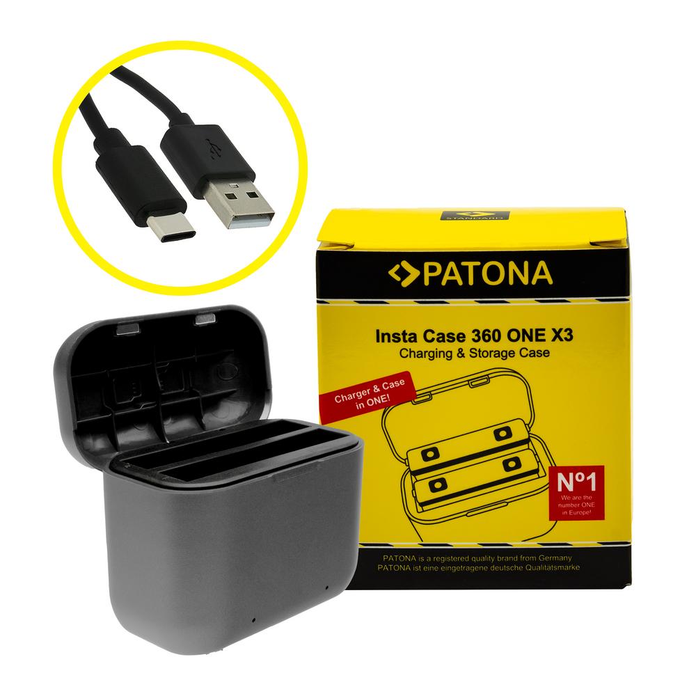 PATONA Dual Ladebox für Insta 360 ONE X3 CINAQBT A inkl. USB-C Kabel PATONA Dual Ladebox für Insta 360 ONE X3 CINAQBT A inkl. USB-C Kabel