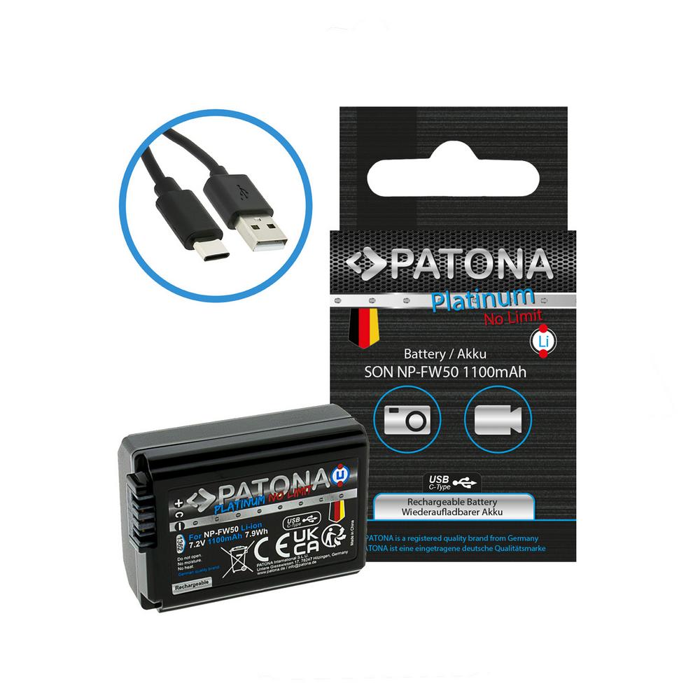 PATONA Platinum Akku mit USB-C Input für Sony NP-FW50 NEX 3 NEX 3C NEX 5 NEX 5A RX1R III DSC-RX1RM3 PATONA Platinum Akku mit USB-C Input für Sony NP-FW50 NEX 3 NEX 3C NEX 5 NEX 5A RX1R III DSC-RX1RM3