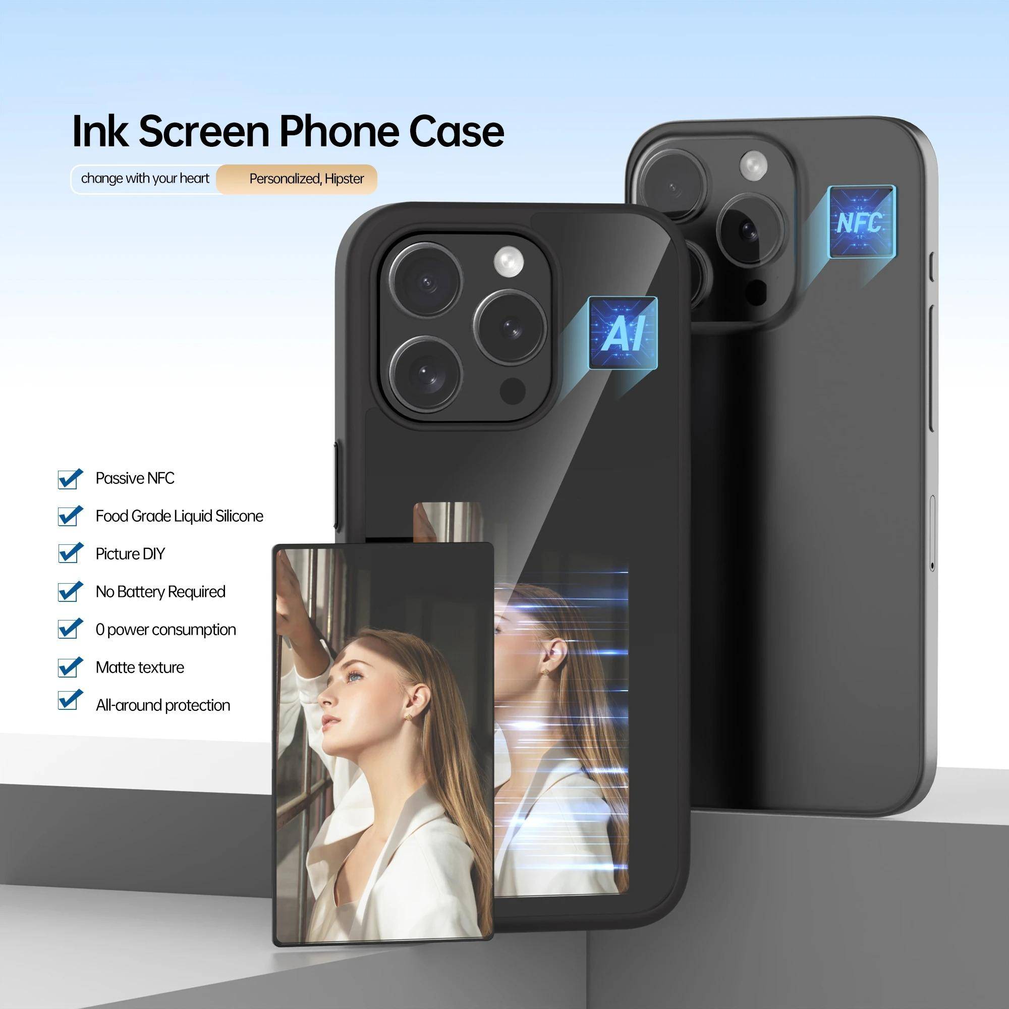 Innovative iPhone Schutzhülle mit NFC-basiertem Display für Bildanzeige