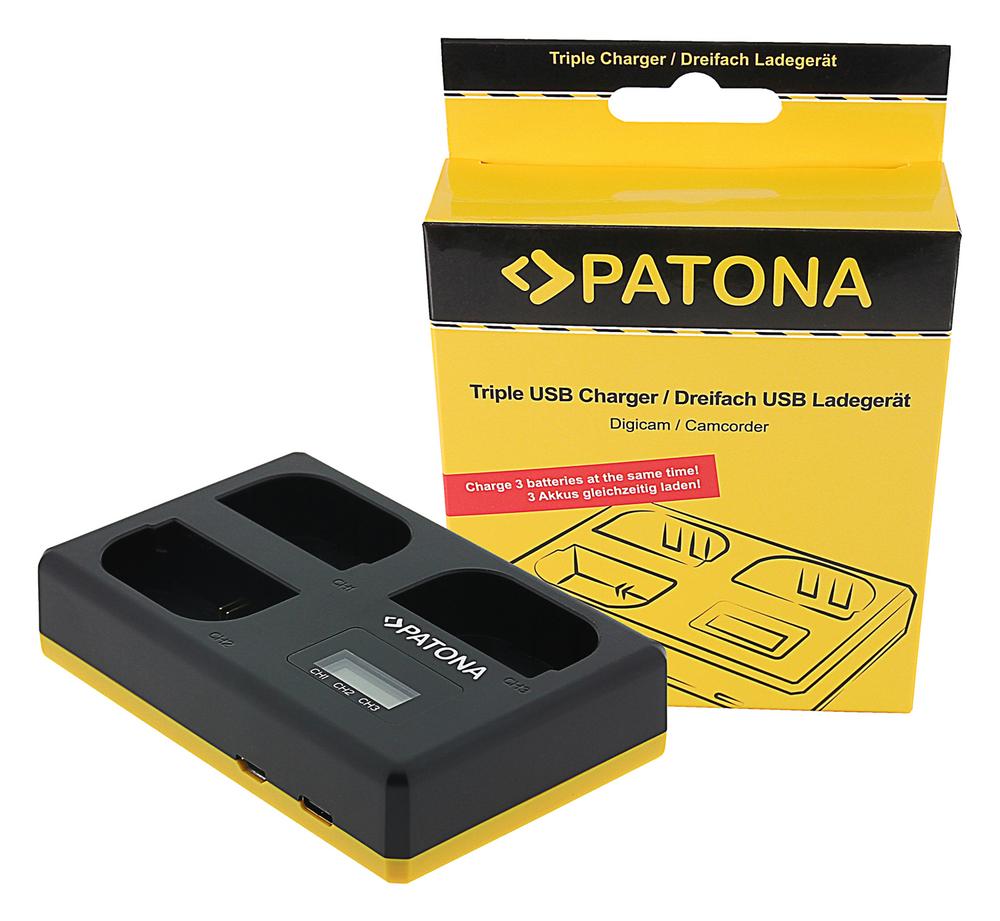 PATONA USB Triple Ladegerät für Canon LP-E6 EOS 5D 60D 60Da 6D 7D EOS70D EOS-70D LP-E6 Mark II inkl. USB Type C Kabel