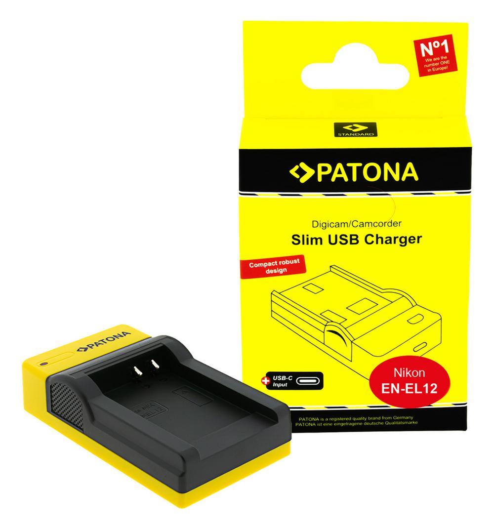 PATONA Slim USB Ladegerät mit USB‑C Input für Nikon EN‑EL12 Coolpix AW100 AW1100 S6300 S8000 S9500 PATONA Slim USB Ladegerät mit USB‑C Input für Nikon EN‑EL12 Coolpix AW100 AW1100 S6300 S8000 S9500