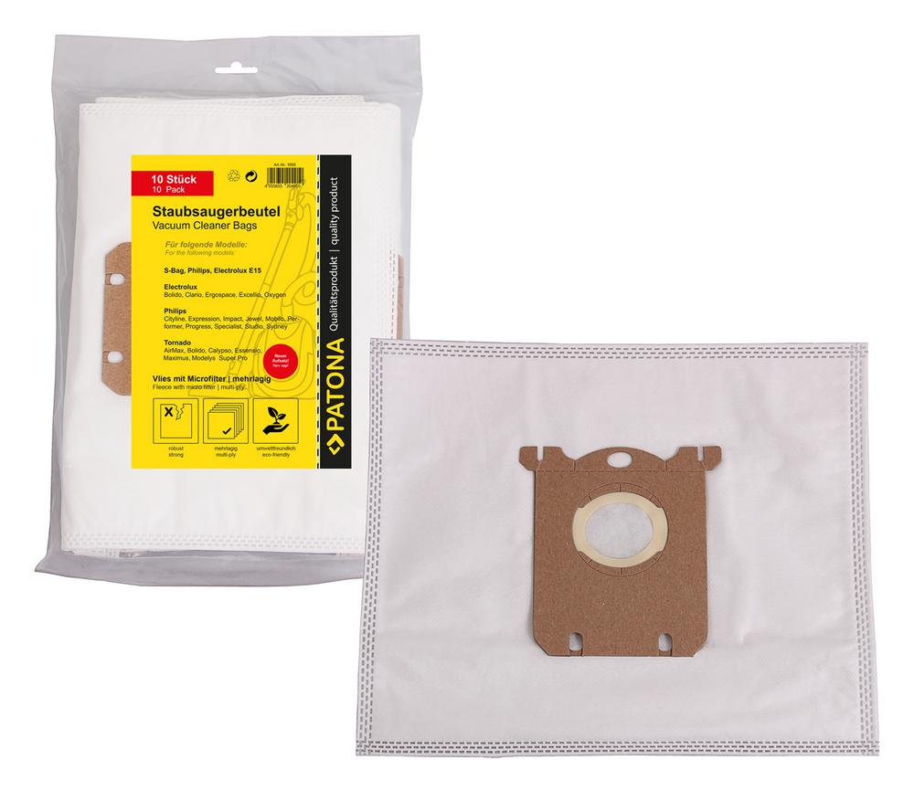 PATONA 10 Staubsaugerbeutel mehrlagig Vlies inkl. Microfilter für Electrolux E15 mit neuem Aufsatz PATONA 10 Staubsaugerbeutel mehrlagig Vlies inkl. Microfilter für Electrolux E15 mit neuem Aufsatz