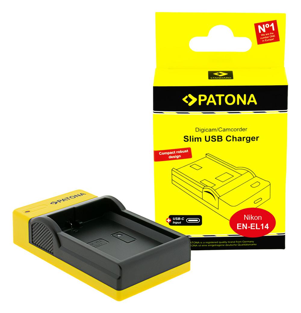 PATONA Slim USB Ladegerät mit USB‑C Input für Nikon EN‑EL14 CoolPix D3100 D3200 D5100 D5200 P7000 P7100 P7700 P7800 D5300 PATONA Slim USB Ladegerät mit USB‑C Input für Nikon EN‑EL14 CoolPix D3100 D3200 D5100 D5200 P7000 P7100 P7700 P7800 D5300