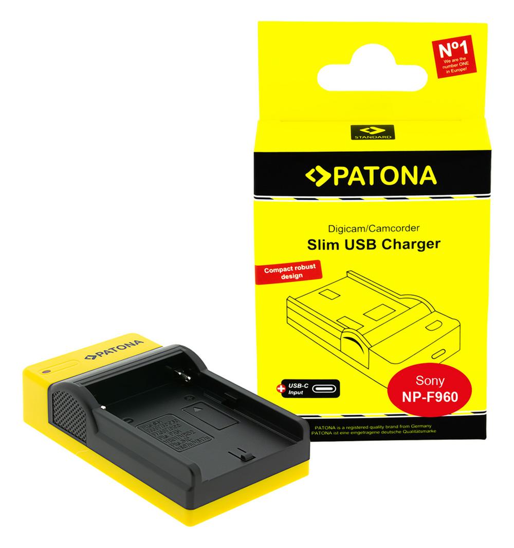 PATONA Slim USB Ladegerät mit USB-C Input für Sony NP-F970 NP-F960 NP-F950 DCR-VX2100 HDR-FX1