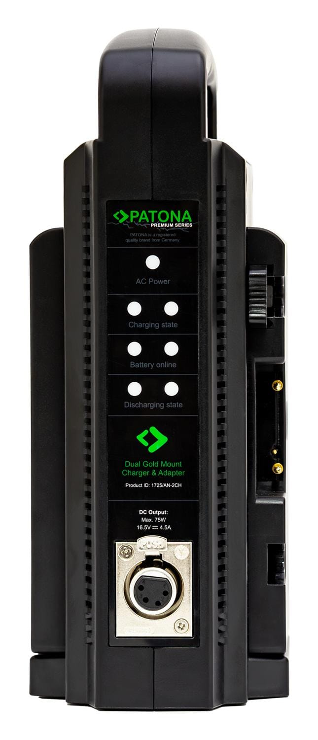 PATONA Premium Dual Gold Mount Ladegerät für Panasonic AN-190W BL‑BP150 BP‑150S inkl. 4‑Pin XLR‑Kabel PATONA Premium Dual Gold Mount Ladegerät für Panasonic AN-190W BL‑BP150 BP‑150S inkl. 4‑Pin XLR‑Kabel