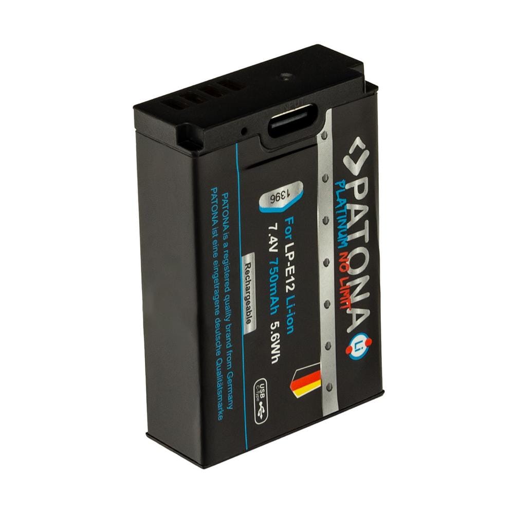 PATONA Platinum Akku mit USB-C Input für Canon LP-E12 EOS 100D EOS M50