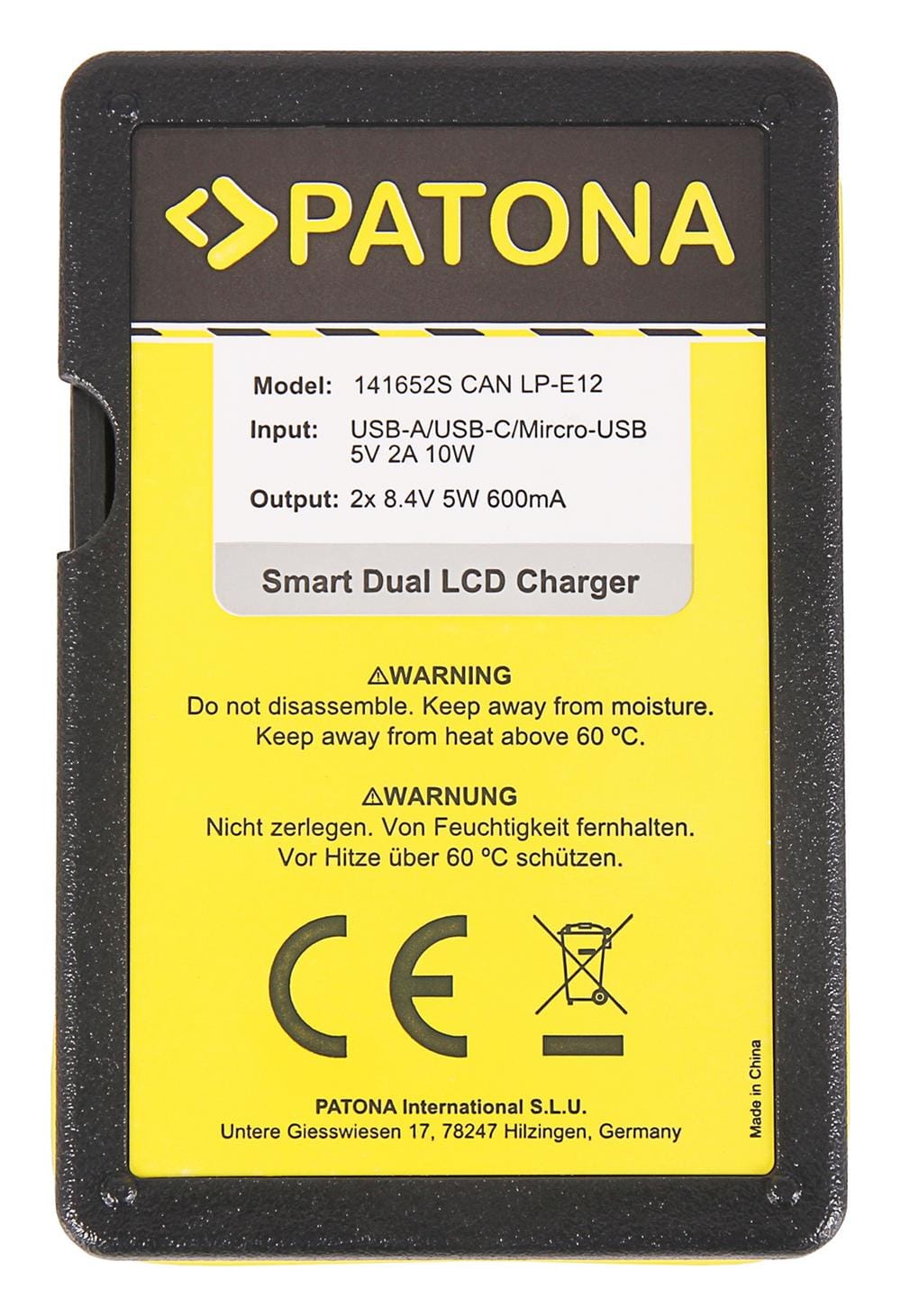 PATONA Smart Dual LCD USB Ladegerät für Canon LP-E12 LPE12 EOS M