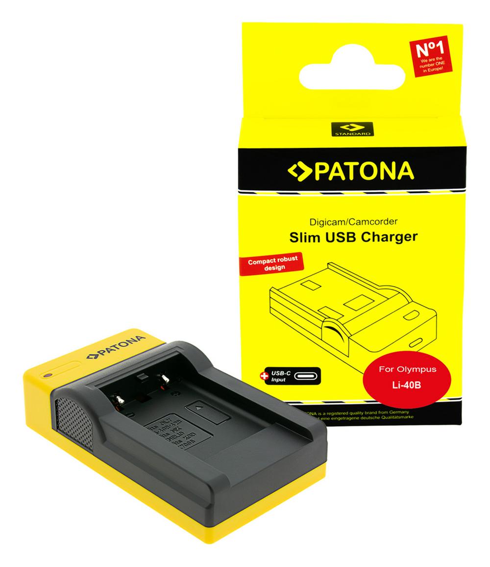 PATONA Slim USB Ladegerät mit USB-C Input für Olympus Li-40B Li-42B Nikon EN-EL10