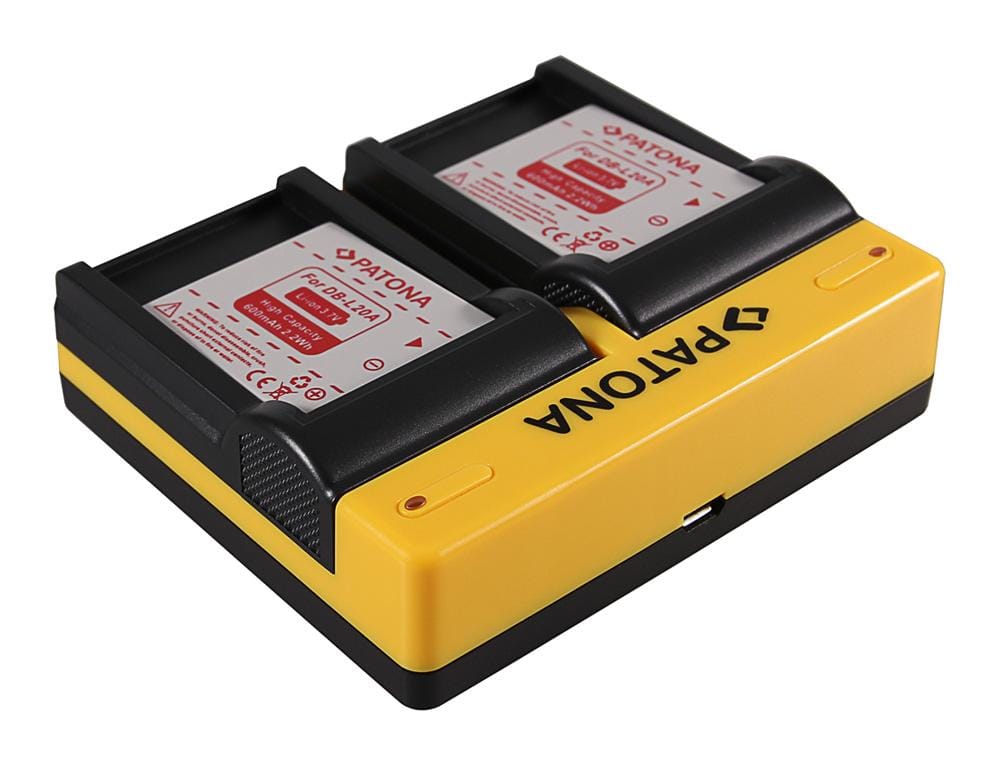 PATONA Dual Ladegerät für Sanyo DB‑L40A L20A Xacti DMXC1 DMX‑C1 DMXCA65 DMX‑CA65 DSCC4 inkl. Micro‑USB