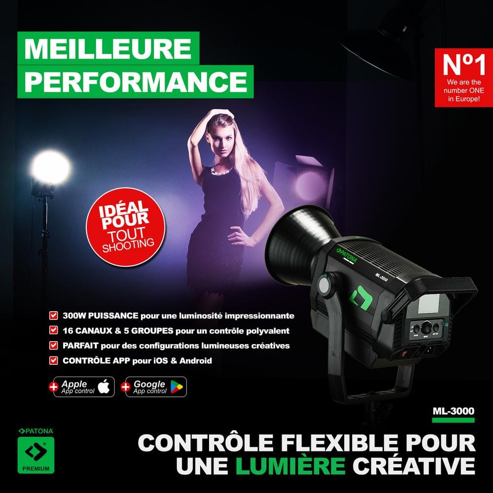 PATONA Premium LED Fotolicht Videolicht 300W COB ML-3000 inkl. Tragetasche PATONA Premium LED Fotolicht Videolicht 300W COB ML-3000 inkl. Tragetasche