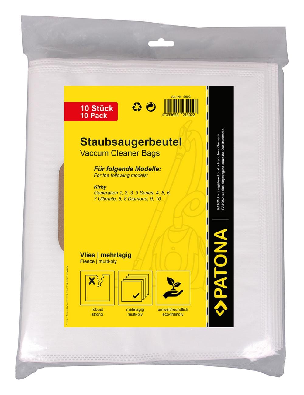 PATONA 10 Staubsaugerbeutel mehrlagig Vlies für Kirby G1 G2 G3 G4 G5 G6 G7 G8 G9 G10 PATONA 10 Staubsaugerbeutel mehrlagig Vlies für Kirby G1 G2 G3 G4 G5 G6 G7 G8 G9 G10