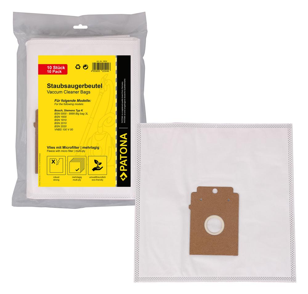 PATONA 10 Staubsaugerbeutel mehrlagig Vlies für Siemens Typ K Bosch BSN 1600 1810 2010 2020 PATONA 10 Staubsaugerbeutel mehrlagig Vlies für Siemens Typ K Bosch BSN 1600 1810 2010 2020