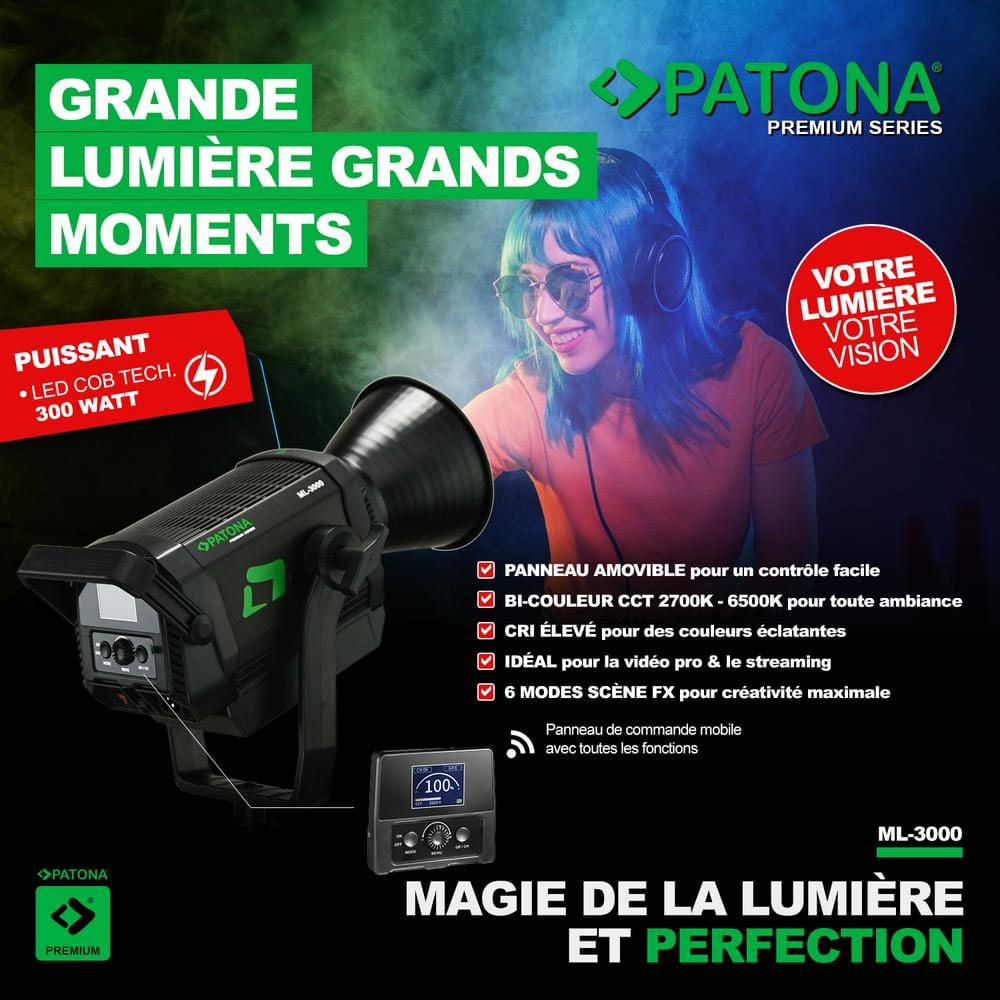PATONA Premium LED Fotolicht Videolicht 300W COB ML-3000 inkl. Tragetasche PATONA Premium LED Fotolicht Videolicht 300W COB ML-3000 inkl. Tragetasche
