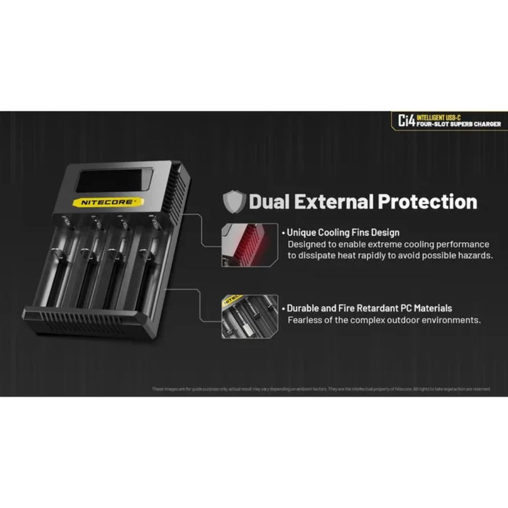 Nitecore Ci4 Intelligentes Ladegerät für Li-Ion Akkus 4 Steckplätze USB C Nitecore Ci4 Intelligentes Ladegerät für Li-Ion Akkus 4 Steckplätze USB C