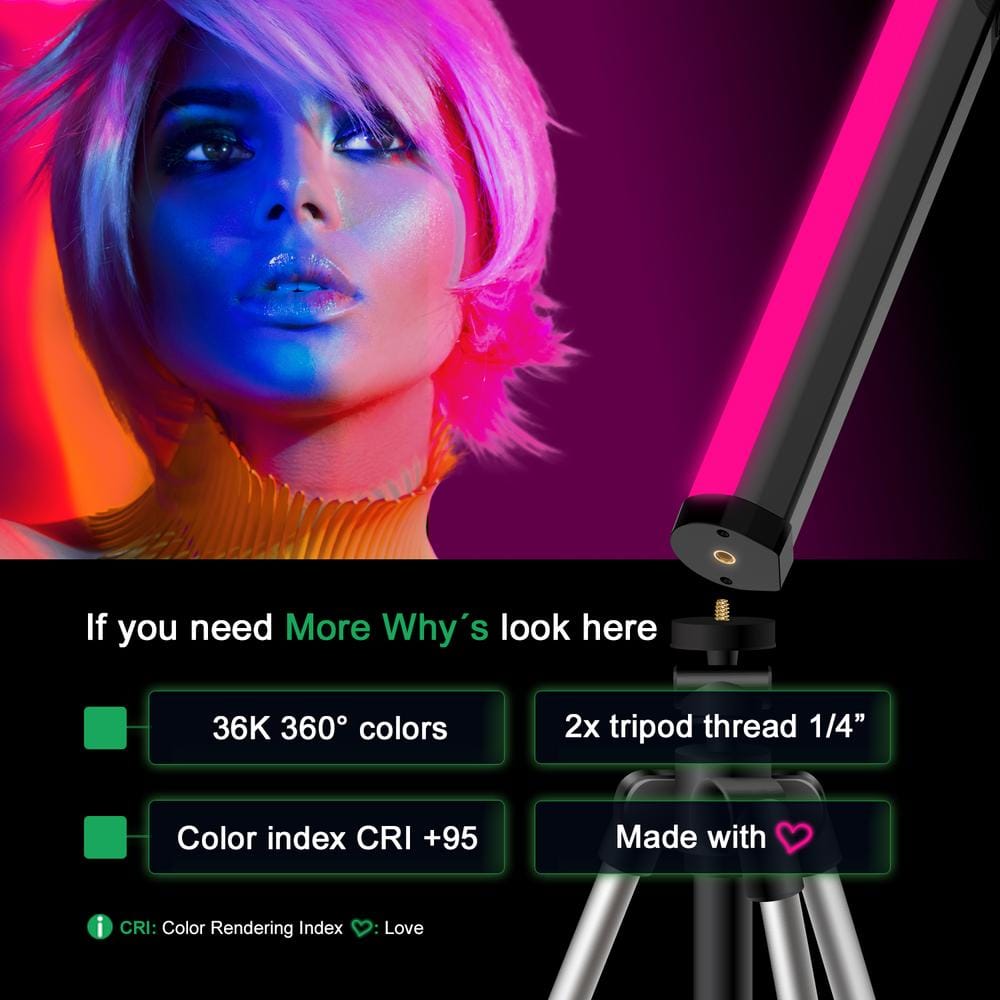 PATONA Premium LED RGB Tube Foto- und Videolicht 10W mit 21 voreingestellten Effekten PATONA Premium LED RGB Tube Foto- und Videolicht 10W mit 21 voreingestellten Effekten
