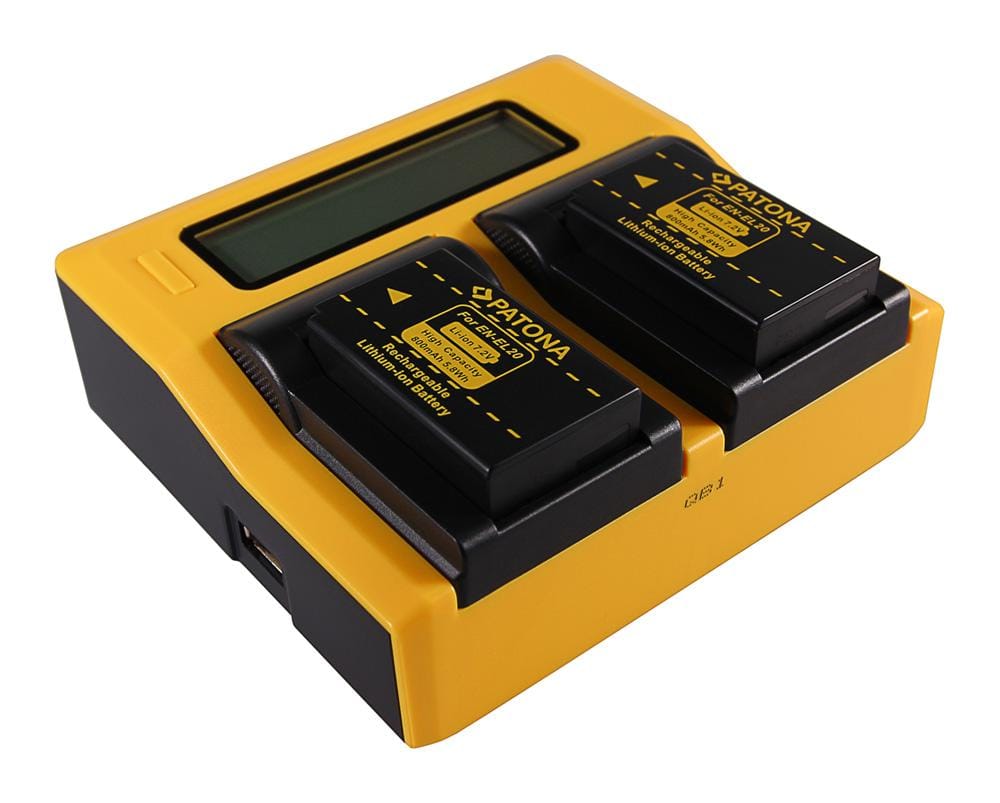PATONA Dual LCD USB Ladegerät für Nikon ENEL20 EN-EL20 ENEL20a EN-EL20a
