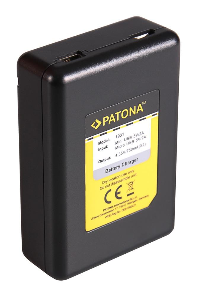 PATONA Dual Schnell-Ladegerät für Garmin Virb XE GMICP902624 inkl. Micro-USB Kabel