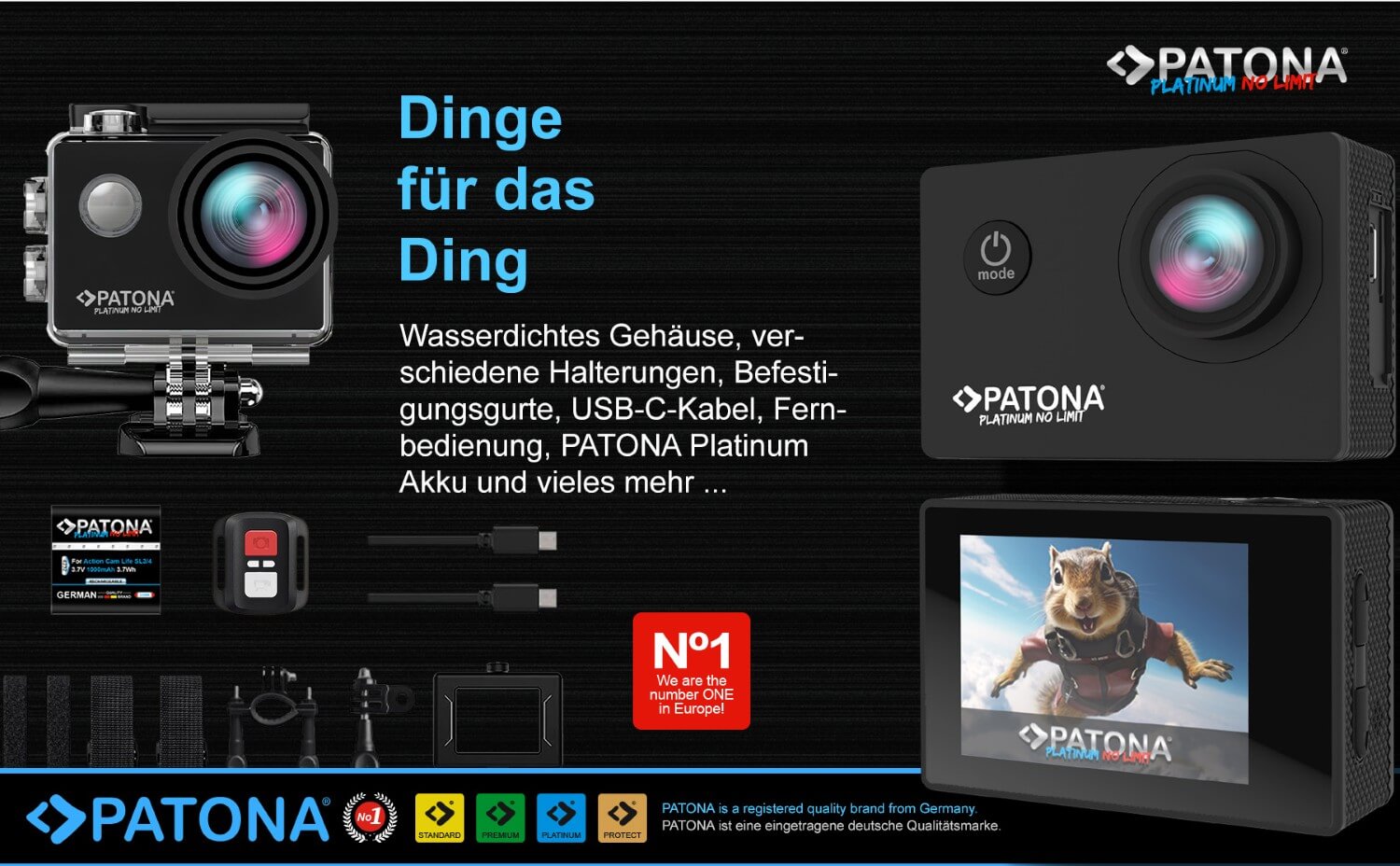 PATONA Platinum Action Cam Life SL3 4K 120fps 16mp 120° 4G+IR RC Wifi APP viel Zubehör