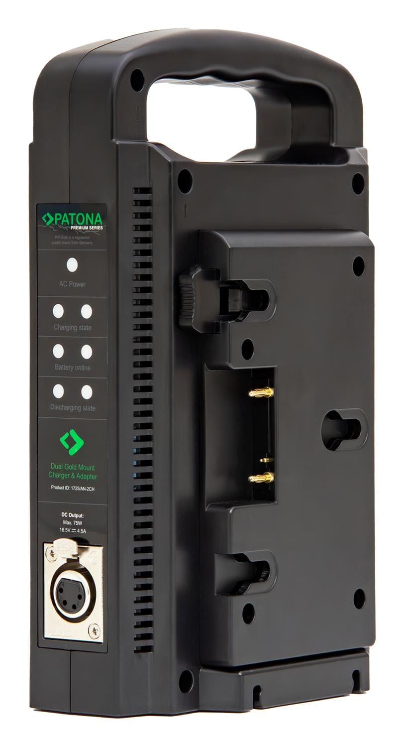 PATONA Premium Dual Gold Mount Ladegerät für Panasonic AN-190W BL‑BP150 BP‑150S inkl. 4‑Pin XLR‑Kabel PATONA Premium Dual Gold Mount Ladegerät für Panasonic AN-190W BL‑BP150 BP‑150S inkl. 4‑Pin XLR‑Kabel