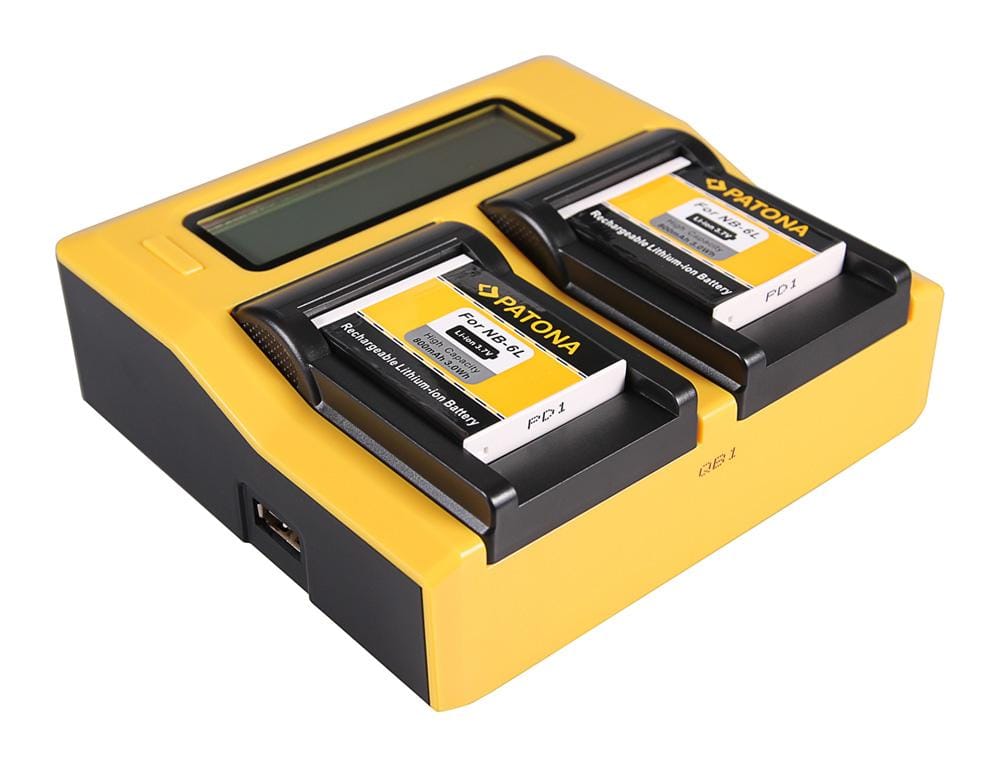 PATONA Dual LCD USB Ladegerät für Canon SLB-10A, Ixus 85 IS, IXY DIGITAL 25 IS