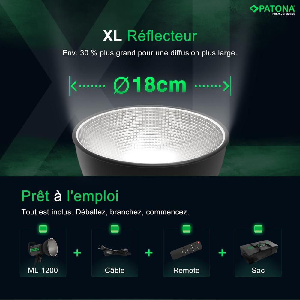 PATONA Premium COB LED Light ML-1200 120W Bi-Color für Foto- und Videoproduktionen inkl. Tragetasche PATONA Premium COB LED Light ML-1200 120W Bi-Color für Foto- und Videoproduktionen inkl. Tragetasche