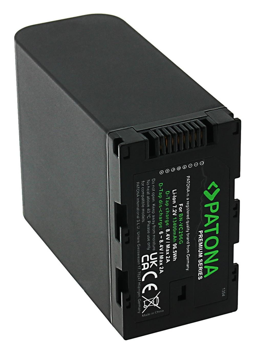 PATONA Premium Akku BN-VC296G für JVC GY-HC500 GY-HC550 D‑Tap mit hochwertigen LG‑Zellen