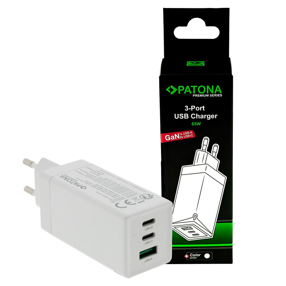 PATONA Premium GaN PD65W Adapter weiß 2 x USB-C 1 x USB-A PD3.0 QC3.0 PATONA Premium GaN PD65W Adapter weiß 2 x USB-C 1 x USB-A PD3.0 QC3.0