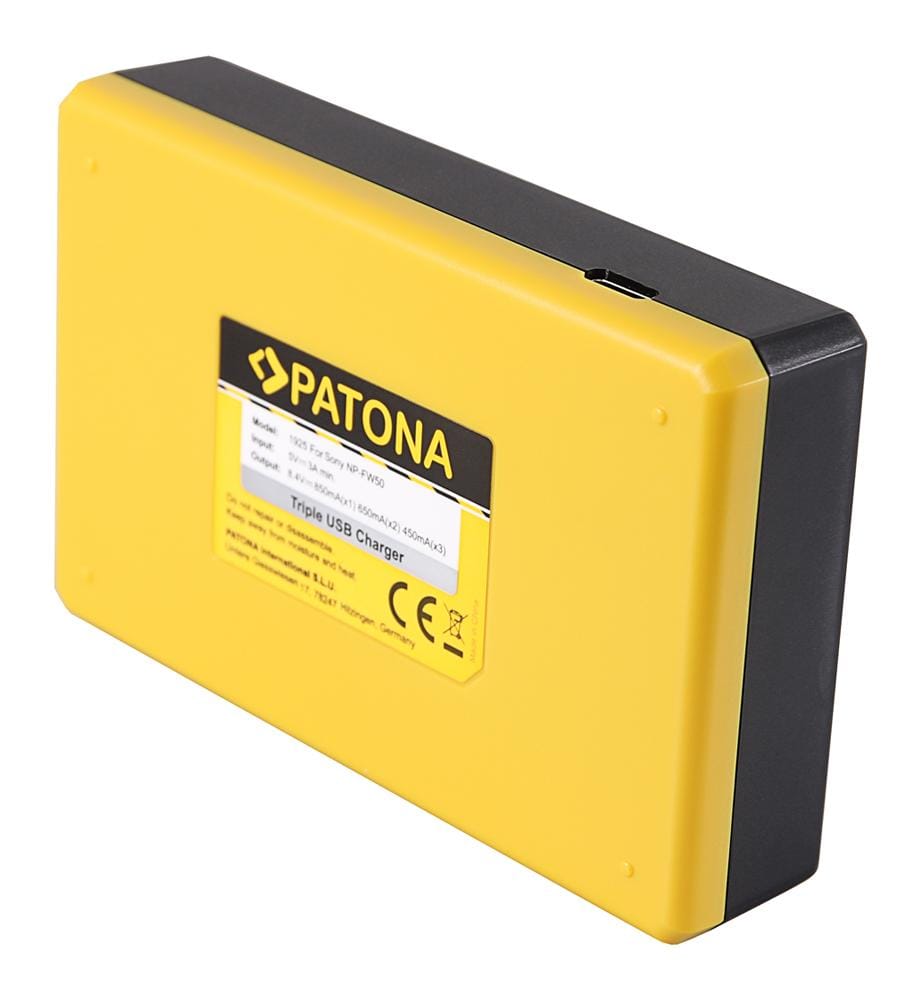 PATONA USB Triple Ladegerät für Sony NP-FW50 Akkus inkl. USB-Kabel PATONA USB Triple Ladegerät für Sony NP-FW50 Akkus inkl. USB-Kabel