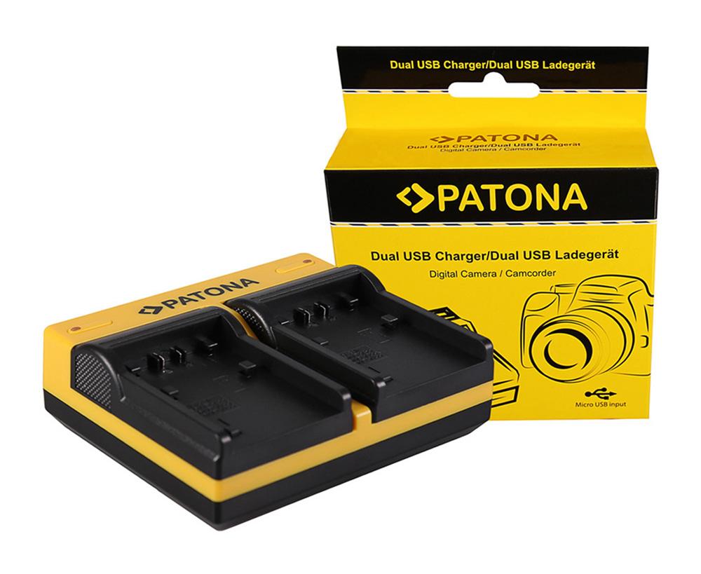 PATONA Dual Ladegerät für Sony NP-FP50 Alpha A230 A290 A330 A380 A390 CX E inkl. Micro‑USB Kabel