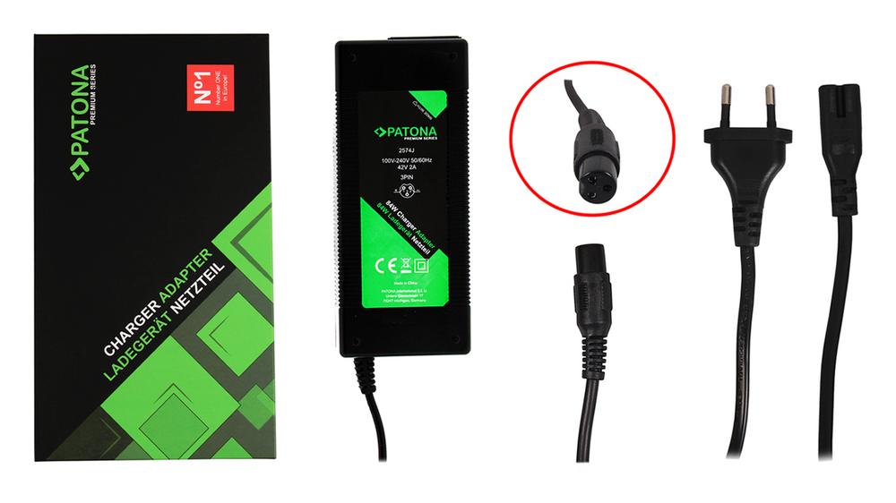 PATONA Premium Netzteil 42V 2A 3-Pin für 36V E-Scooter Roller Skateboard E-Bike PATONA Premium Netzteil 42V 2A 3-Pin für 36V E-Scooter Roller Skateboard E-Bike
