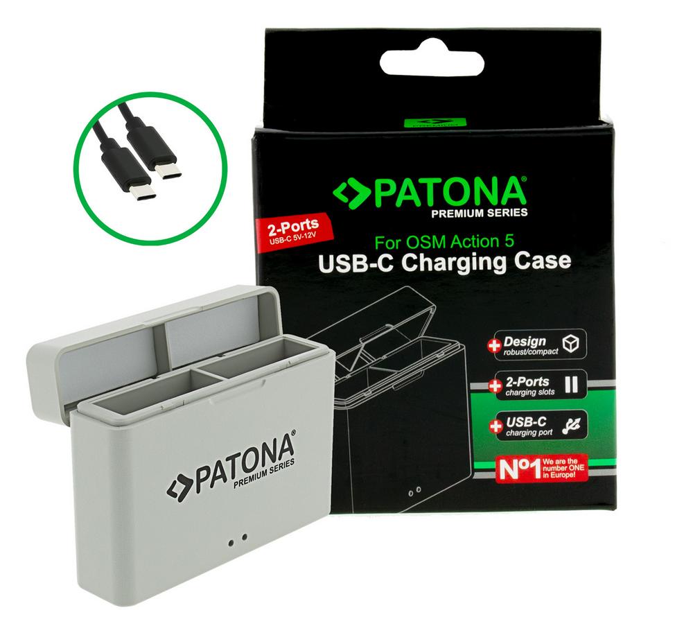 PATONA Premium Dual Charger Ladebox für DJI Osmo Action 3 4 und 5 inkl. USB-C Kabel PATONA Premium Dual Charger Ladebox für DJI Osmo Action 3 4 und 5 inkl. USB-C Kabel