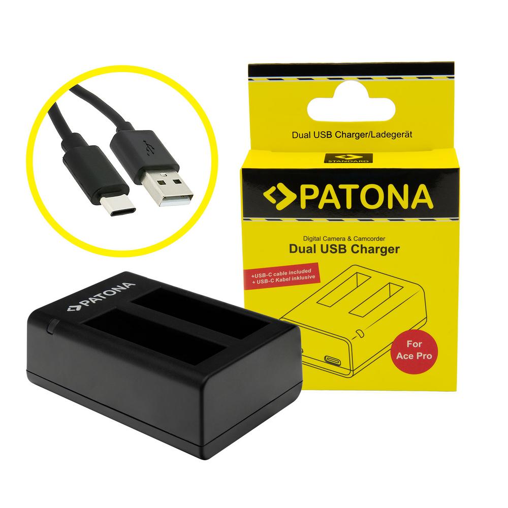 PATONA USB Dual Ladegerät für Insta360 Ace Ace Pro inkl. USB-C Kabel
