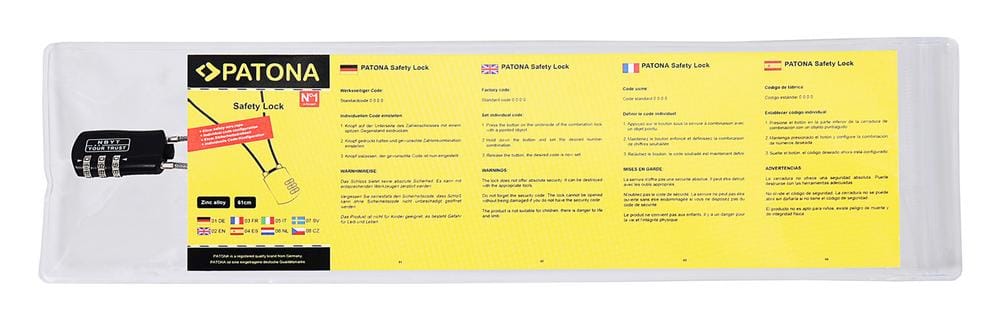 PATONA Schloss für E‑Scooter mit Zahlencode 3‑stellig 61 cm