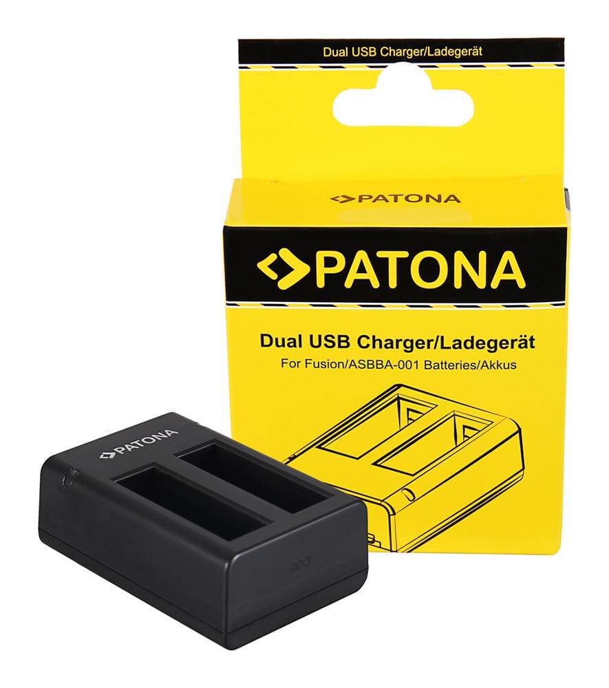 PATONA Dual Schnell-Ladegerät für GoPro Fusion, ASBBA-001 inkl. Micro-USB Kabel