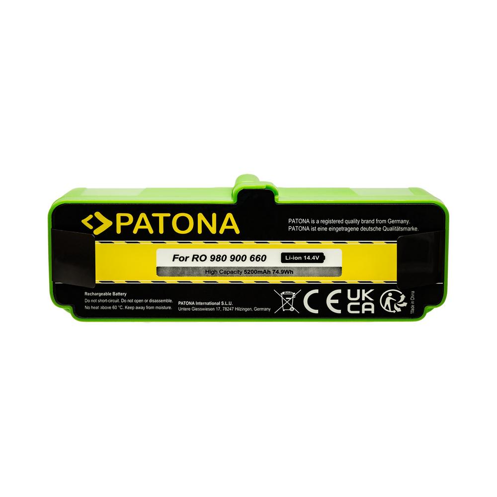 PATONA Li‑Ion Akku 14,4 V 5200 mAh für iRobot Roomba 80501 500 510 520 530 532 535 540 550 555 560 562 563 564 570 580 581 770 780 800 870 880 R3 Serie PATONA Li‑Ion Akku 14,4 V 5200 mAh für iRobot Roomba 80501 500 510 520 530 532 535 540 550 555 560 562 563 564 570 580 581 770 780 800 870 880 R3 Serie