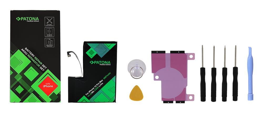 PATONA Premium Akku für Apple iPhone 12 Pro Max A2342 A2410 A2411 A2412 inkl. Werkzeugset