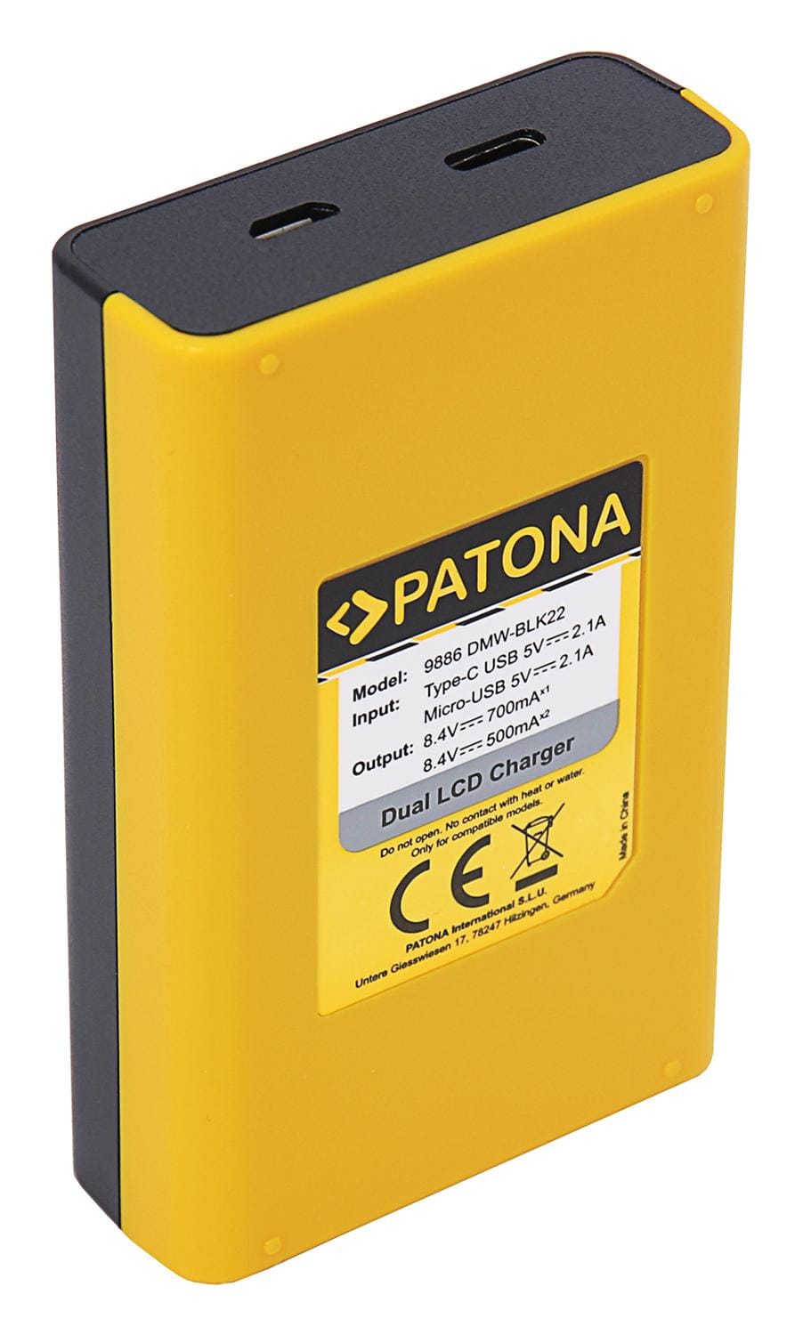 PATONA Dual LCD USB Ladegerät für Panasonic DMW-BLK22 DC-S5 G9 GH5 GH5S