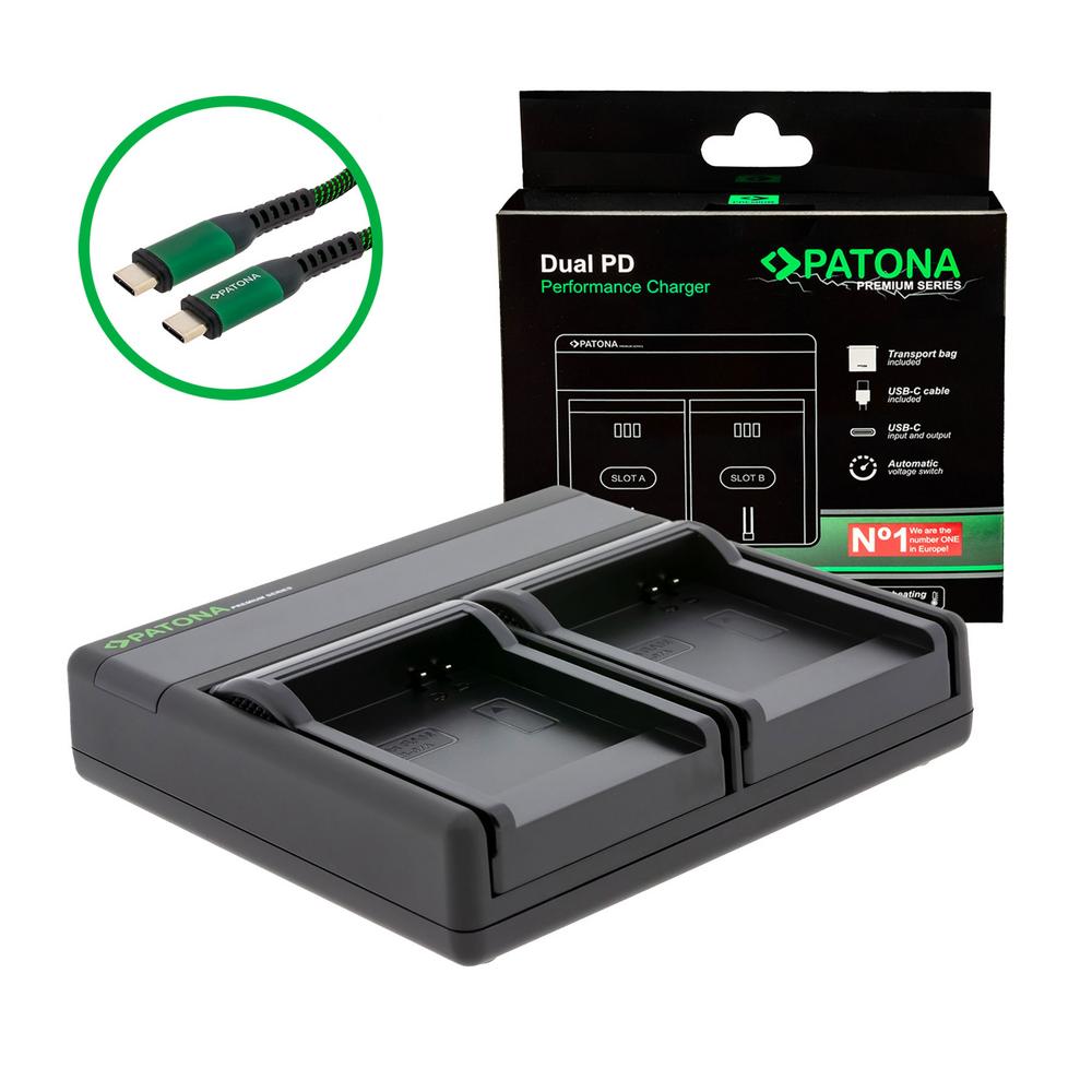 PATONA Premium Dual PD Ladegerät für Samsung SLB-07A inkl. USB‑C Input/Output