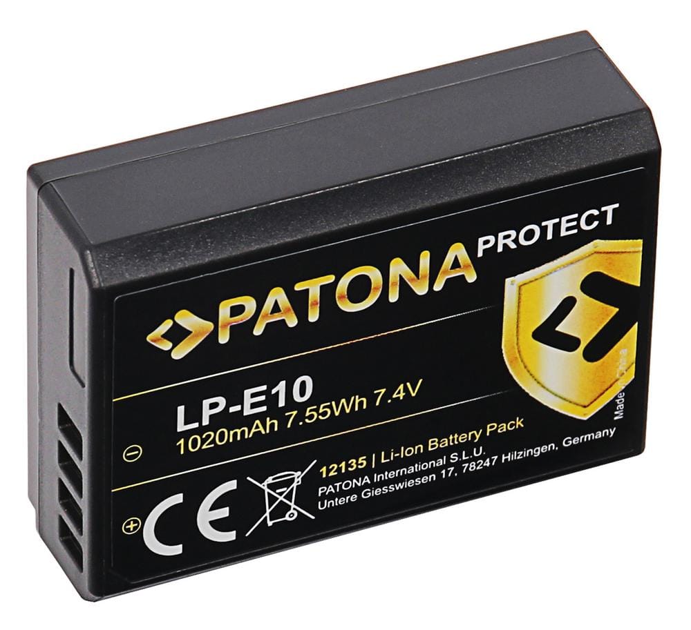 PATONA PROTECT Akku für Canon LP-E10 LPE10 EOS 1100D EOS 2000D EOS 4000D Kiss X50 EOS Rebel T3