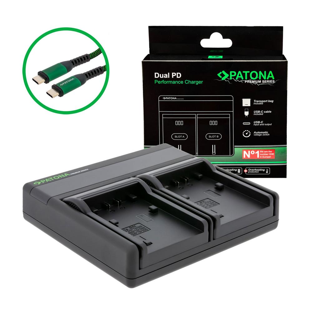 PATONA Premium Dual PD Performance Ladegerät für Sony NP-FP50 inkl. USB-C input/output PATONA Premium Dual PD Performance Ladegerät für Sony NP-FP50 inkl. USB-C input/output