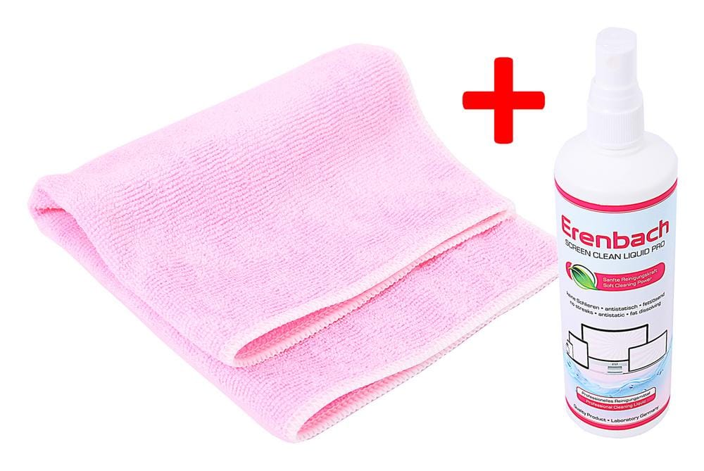 Erenbach Set 250 ml professionelles Reinigungsmittel für Display und Microfasertuch 30 x 30 cm